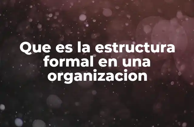 Que es la Estructura Formal en una Organizacion
