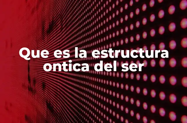 Que es la Estructura Ontica Del Ser