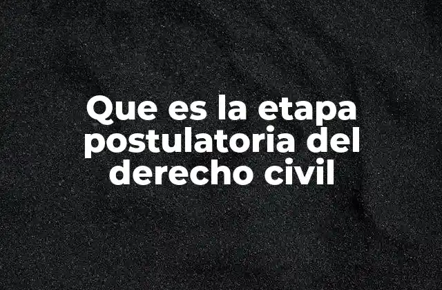 Que es la Etapa Postulatoria Del Derecho Civil