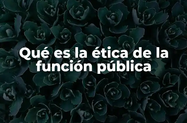 Qué es la Ética de la Función Pública