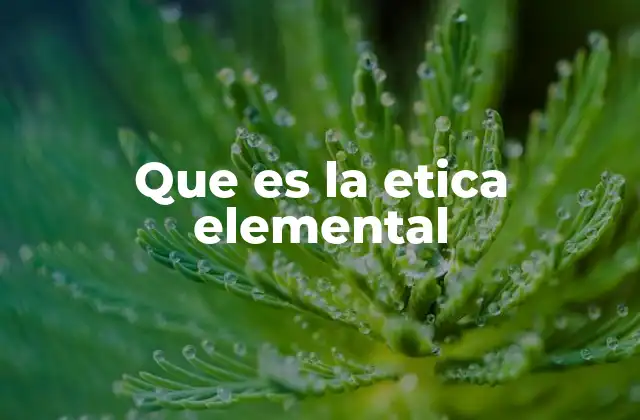 Que es la Etica Elemental