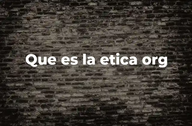 Que es la Etica Org
