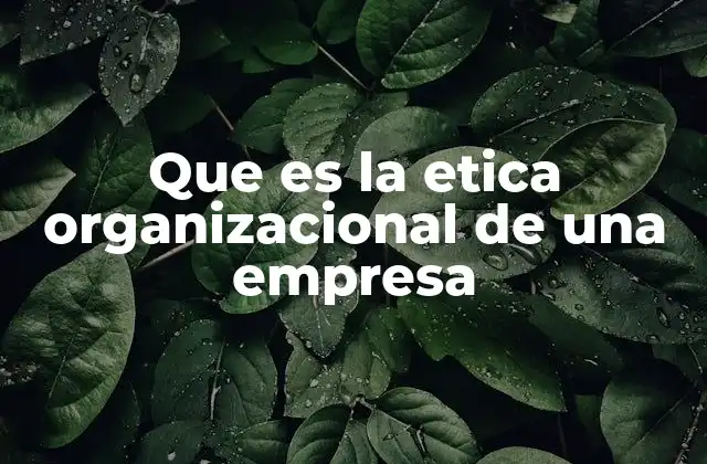 Que es la Etica Organizacional de una Empresa