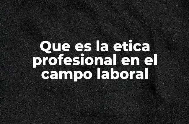 Que es la Etica Profesional en el Campo Laboral