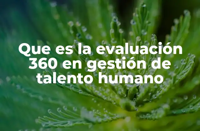 Que es la Evaluación 360 en Gestión de Talento Humano