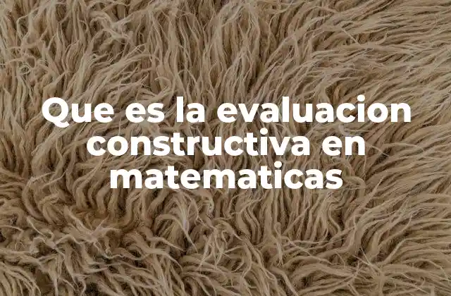 Que es la Evaluacion Constructiva en Matematicas
