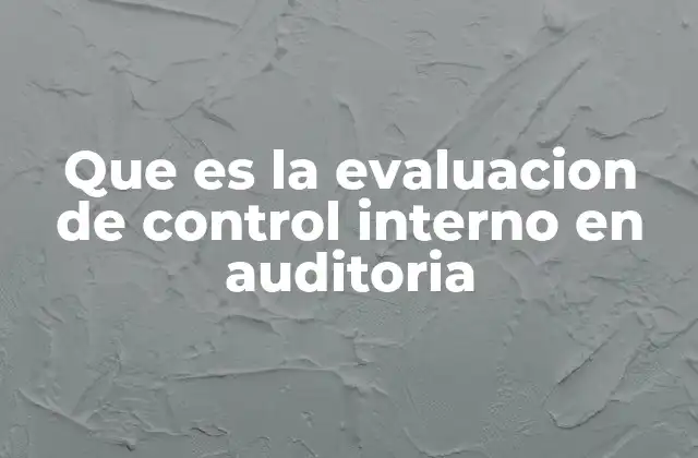Que es la Evaluacion de Control Interno en Auditoria