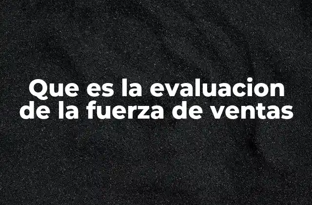 Que es la Evaluacion de la Fuerza de Ventas