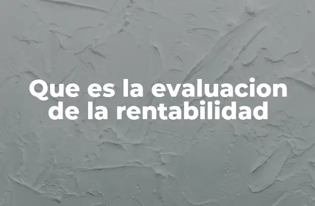 Que es la Evaluacion de la Rentabilidad