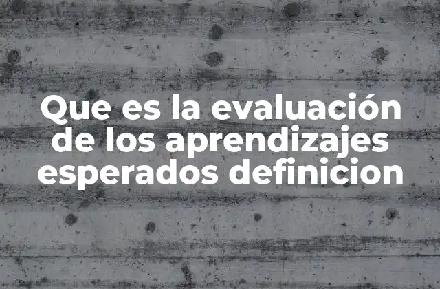 Que es la Evaluación de los Aprendizajes Esperados Definicion