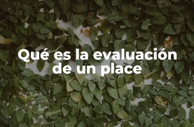 Qué es la Evaluación de un Place