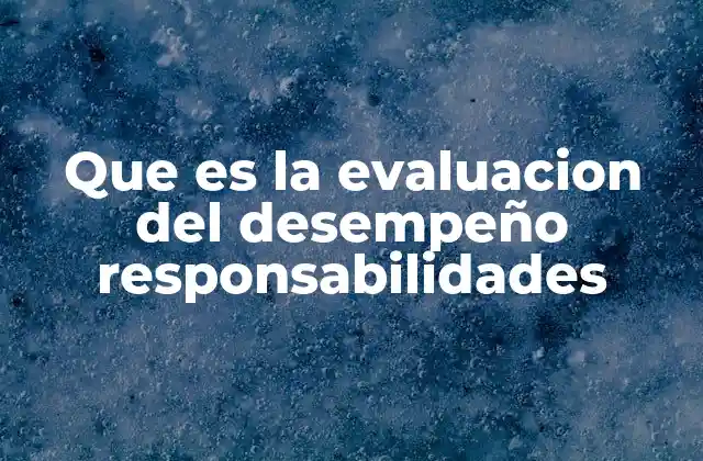 Que es la Evaluacion Del Desempeño Responsabilidades