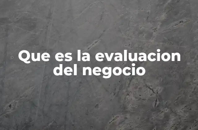 Que es la Evaluacion Del Negocio