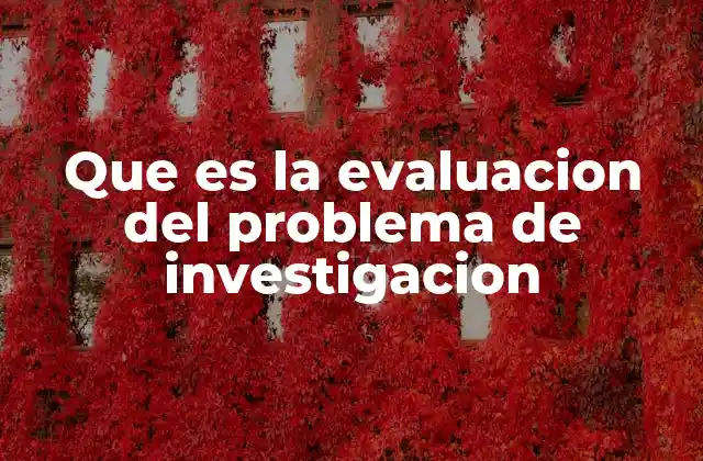 Que es la Evaluacion Del Problema de Investigacion