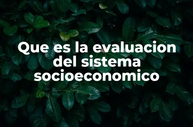 Que es la Evaluacion Del Sistema Socioeconomico