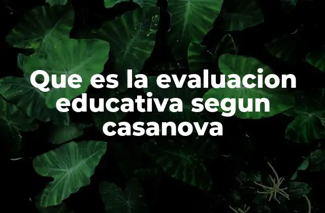 Que es la Evaluacion Educativa Segun Casanova