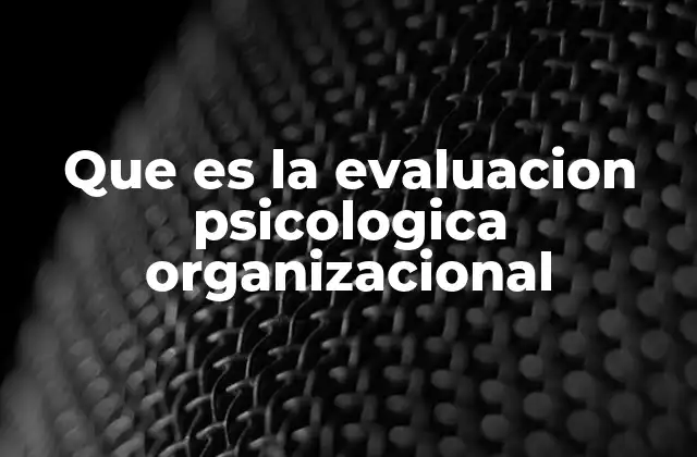 Que es la Evaluacion Psicologica Organizacional