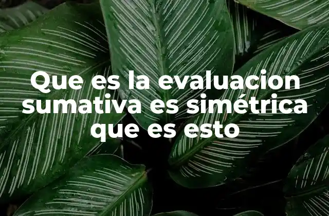 Que es la Evaluacion Sumativa es Simétrica que es Esto