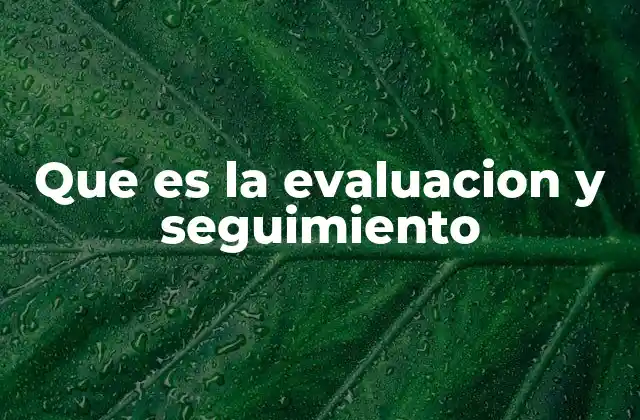 Que es la Evaluacion y Seguimiento