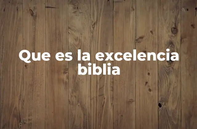 Que es la Excelencia Biblia