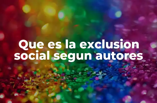 Que es la Exclusion Social Segun Autores