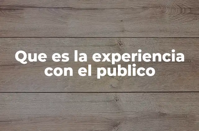 Que es la Experiencia con el Publico