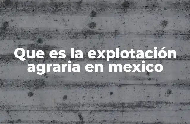 Que es la Explotación Agraria en Mexico