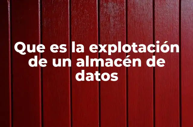 Que es la Explotación de un Almacén de Datos