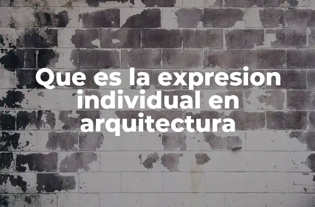 Que es la Expresion Individual en Arquitectura