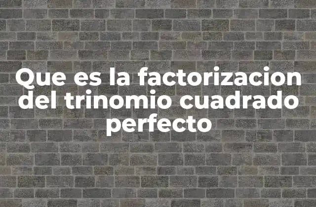 Que es la Factorizacion Del Trinomio Cuadrado Perfecto