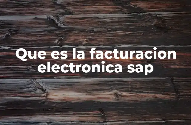 Que es la Facturacion Electronica Sap
