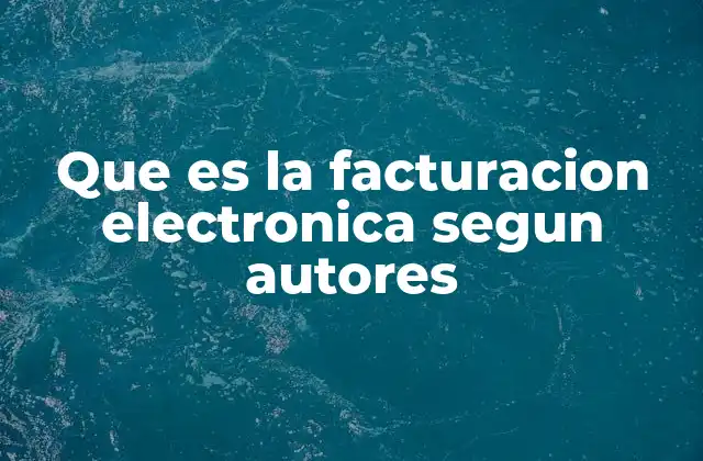 Que es la Facturacion Electronica Segun Autores