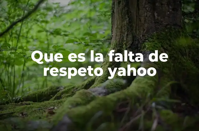 Que es la Falta de Respeto Yahoo