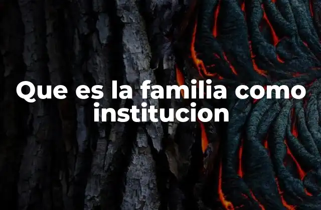 Que es la Familia como Institucion
