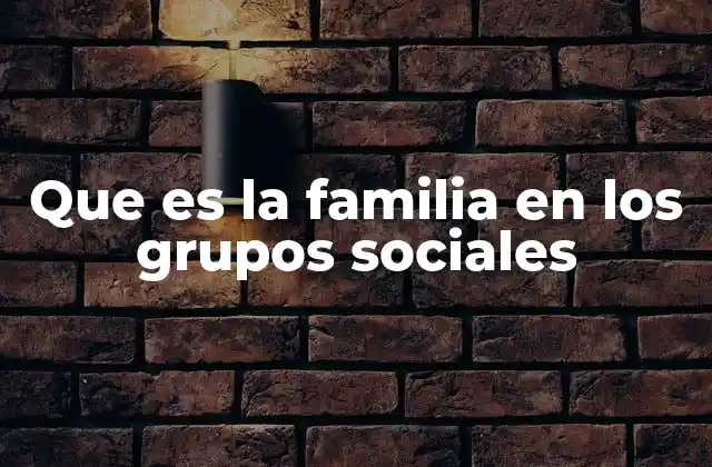 Que es la Familia en los Grupos Sociales