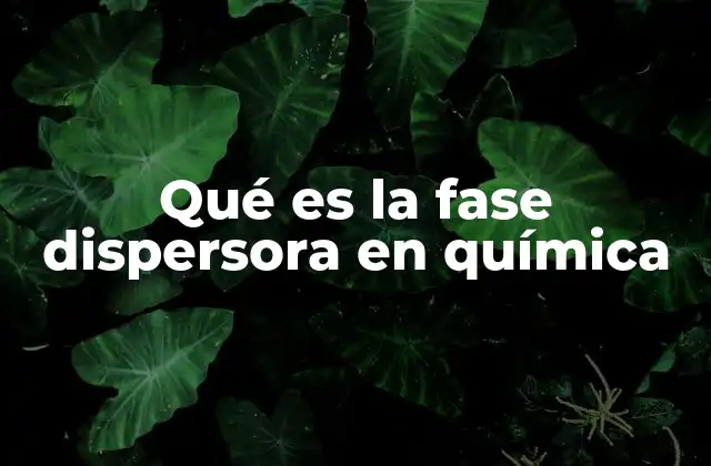 Qué es la Fase Dispersora en Química
