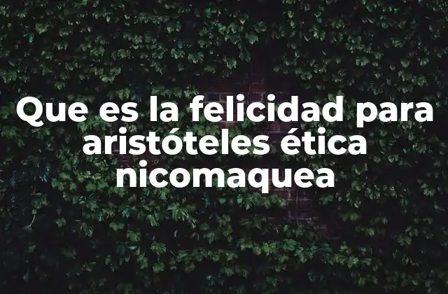 Que es la Felicidad para Aristóteles Ética Nicomaquea