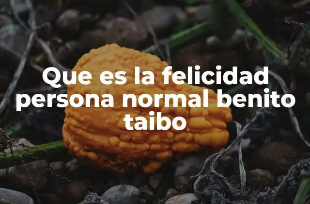 Que es la Felicidad Persona Normal Benito Taibo 2 La felicidad en la cotidianidad según el pensamiento de Taibo