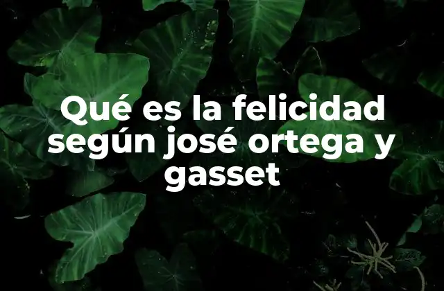 Qué es la Felicidad según José Ortega y Gasset