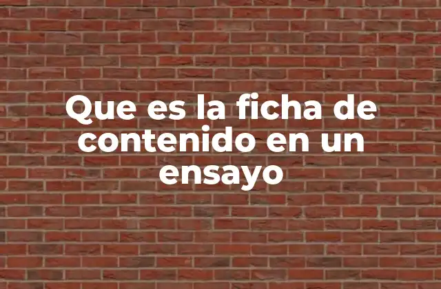 Que es la Ficha de Contenido en un Ensayo