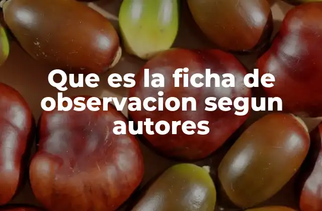 Que es la Ficha de Observacion Segun Autores