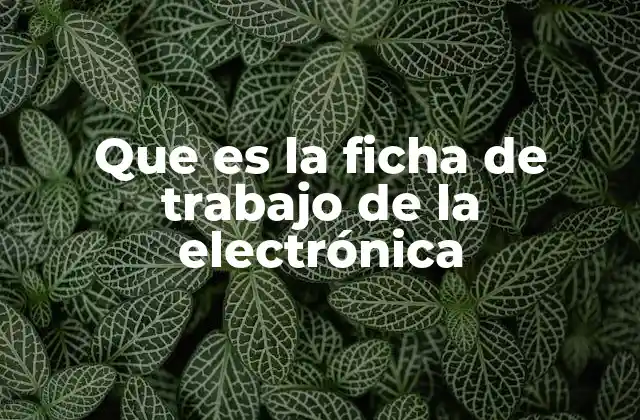 Que es la Ficha de Trabajo de la Electrónica