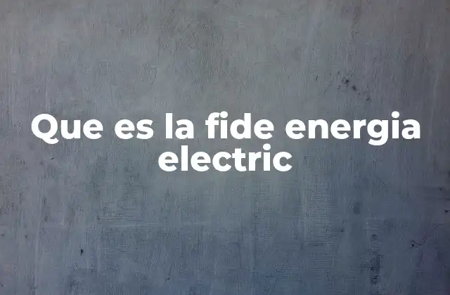 Que es la Fide Energia Electric