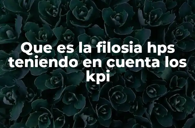 Que es la Filosia Hps Teniendo en Cuenta los Kpi