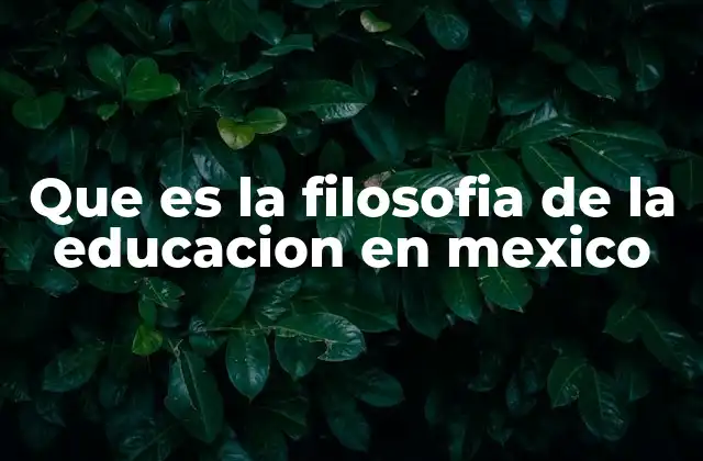 Que es la Filosofia de la Educacion en Mexico