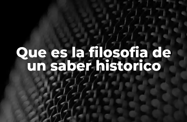 Que es la Filosofia de un Saber Historico