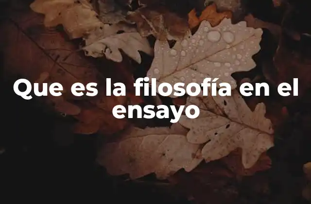 Que es la Filosofía en el Ensayo 2 La presencia de la filosofía en la escritura académica