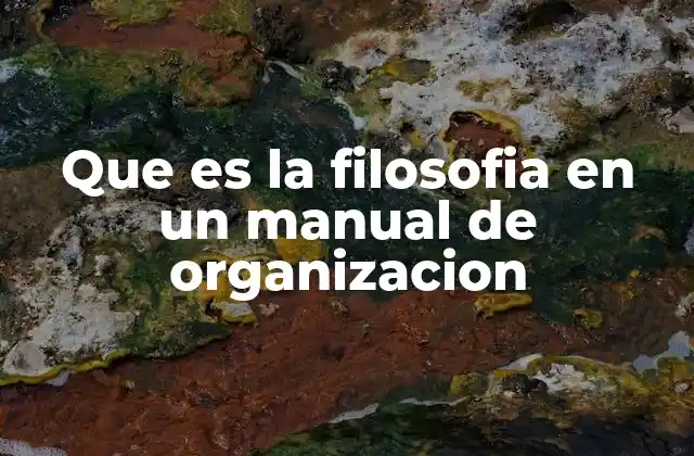 Que es la Filosofia en un Manual de Organizacion