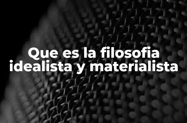 Que es la Filosofia Idealista y Materialista