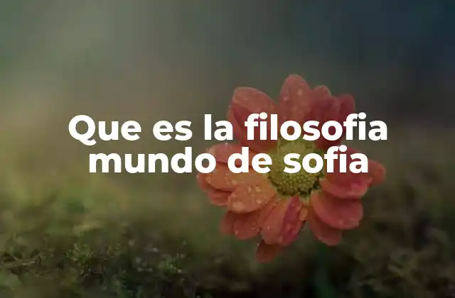 Que es la Filosofia Mundo de Sofia